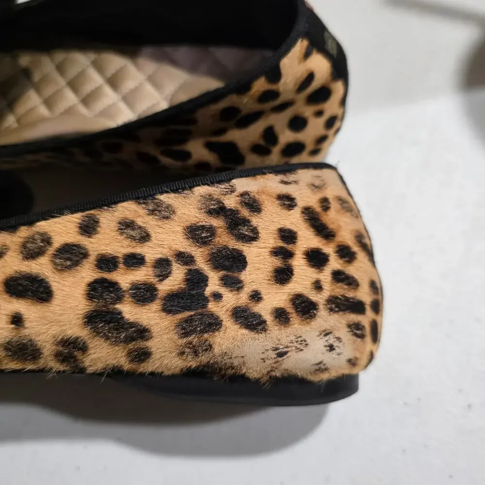 Birdies The Starling Flats Leopard Print Haircalf Size 9